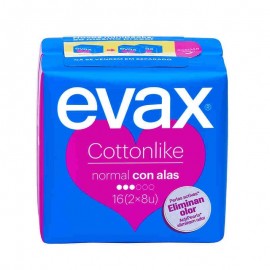 Compresas Evax  cottonlike normal con alas 16 undades